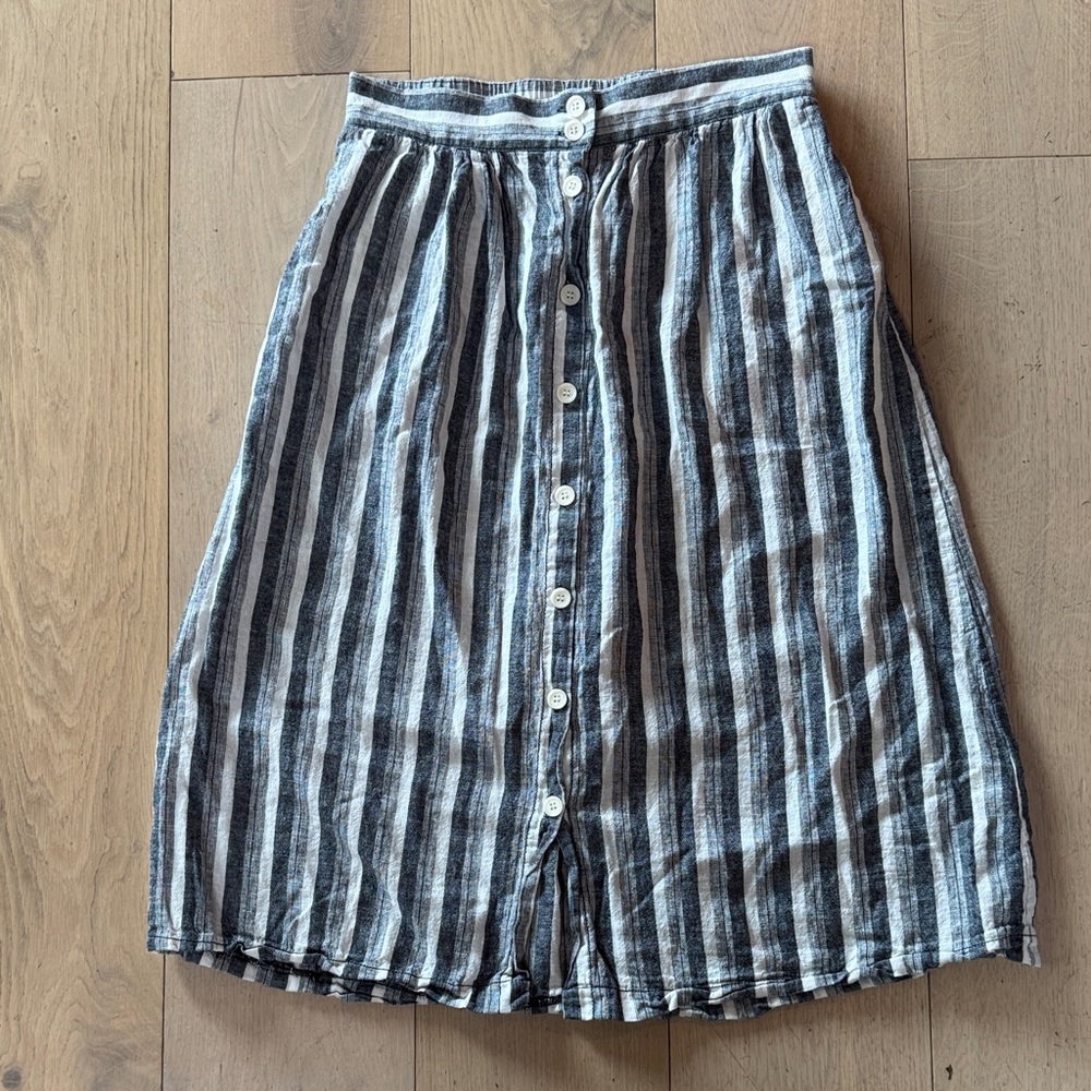 Max Studio Striped Linen A-Line Skirt